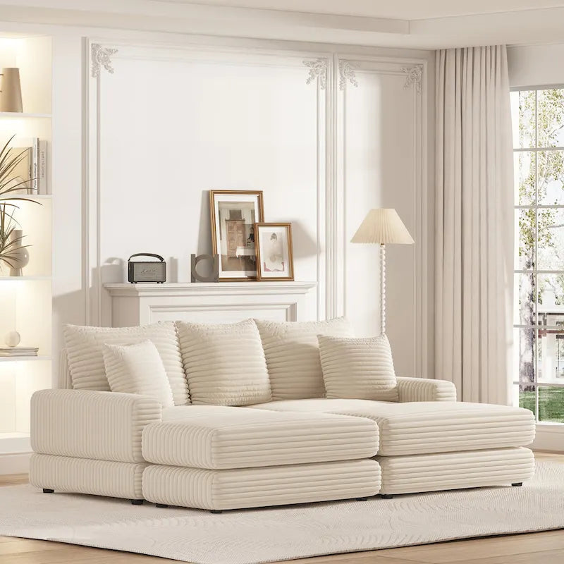 86.6-Inch Corduroy 3-Seater Sofa with Deep Seating for Living Rooms