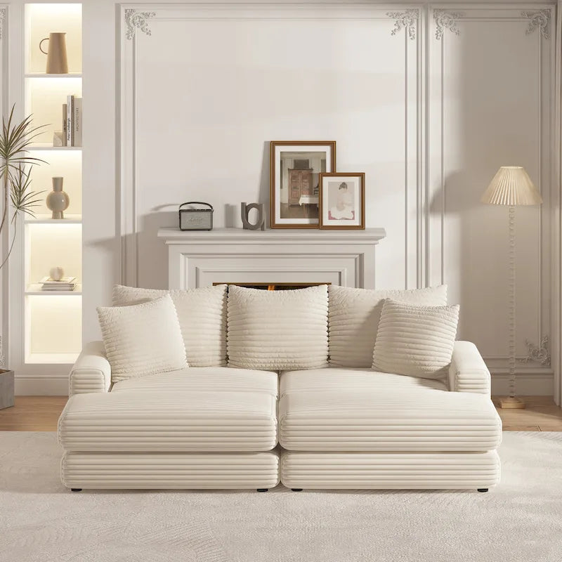 86.6-Inch Corduroy 3-Seater Sofa with Deep Seating for Living Rooms