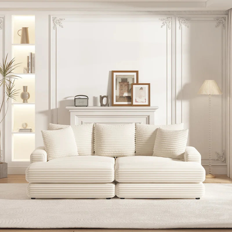 86.6-Inch Corduroy 3-Seater Sofa with Deep Seating for Living Rooms