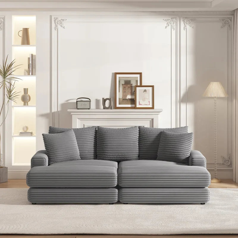 86.6-Inch Corduroy 3-Seater Sofa with Deep Seating for Living Rooms