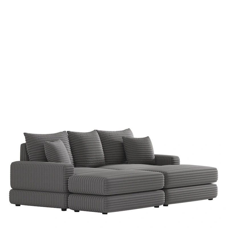 86.6-Inch Corduroy 3-Seater Sofa with Deep Seating for Living Rooms