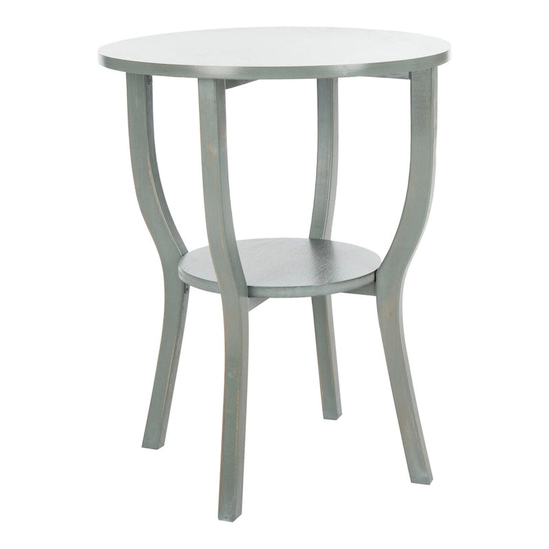 Ronde accenttafel van iepenhout met onderste plank, verkrijgbaar in meerdere afwerkingen
