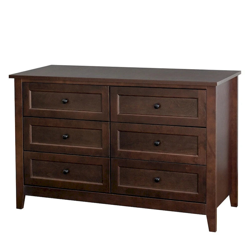 Six Drawer Wooden Dresser with Retro Round Handles for Bedroom