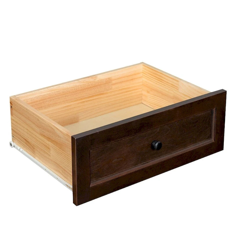 Houten ladekast met zes lades en retro ronde handgrepen voor de slaapkamer