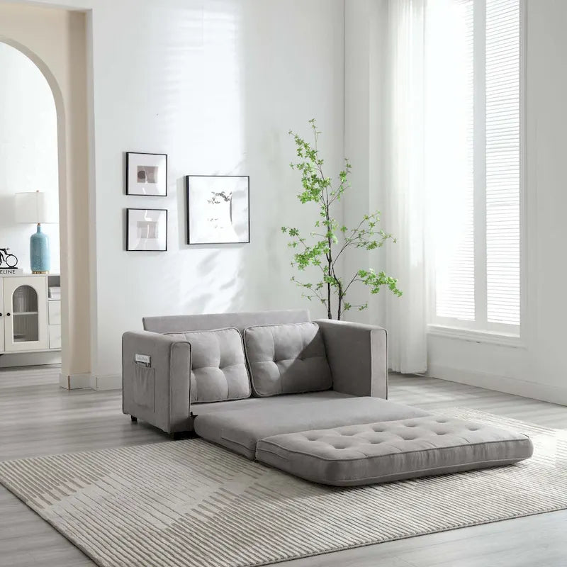 Schlafsofa-Futon mit seitlichem Stauraum, gepolstertes Lounge-Schlafsofa