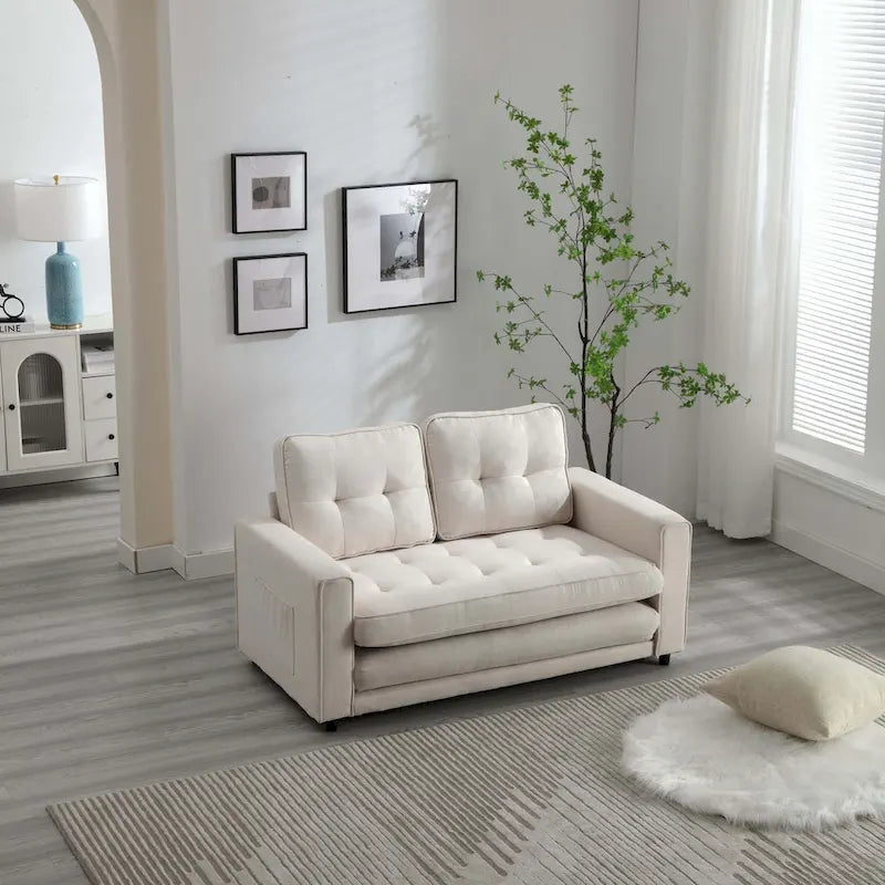 Schlafsofa-Futon mit seitlichem Stauraum, gepolstertes Lounge-Schlafsofa