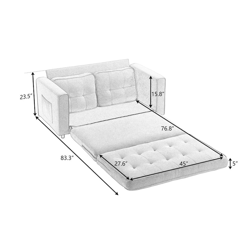 Schlafsofa-Futon mit seitlichem Stauraum, gepolstertes Lounge-Schlafsofa