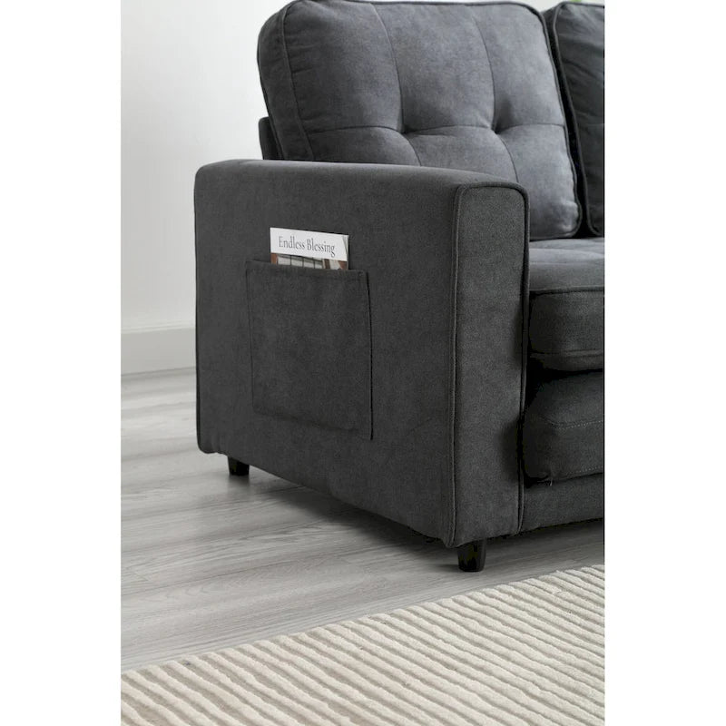 Schlafsofa-Futon mit seitlichem Stauraum, gepolstertes Lounge-Schlafsofa