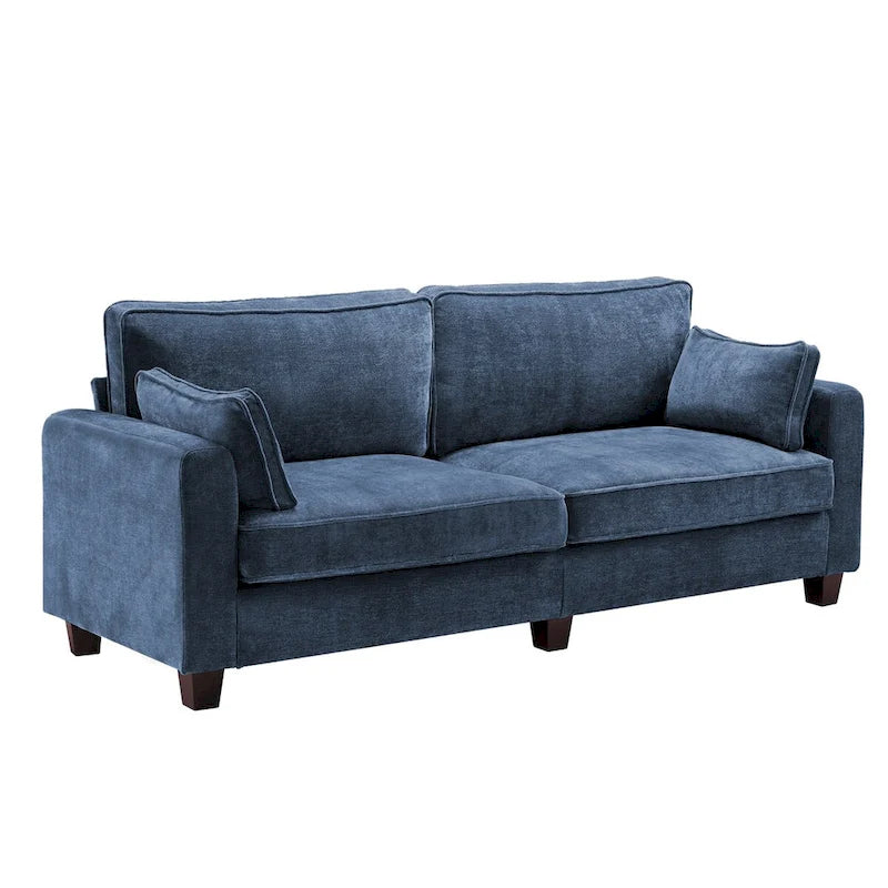 Modernes Cordsofa für drei Personen mit gerollten Armlehnen und abnehmbaren Kissen