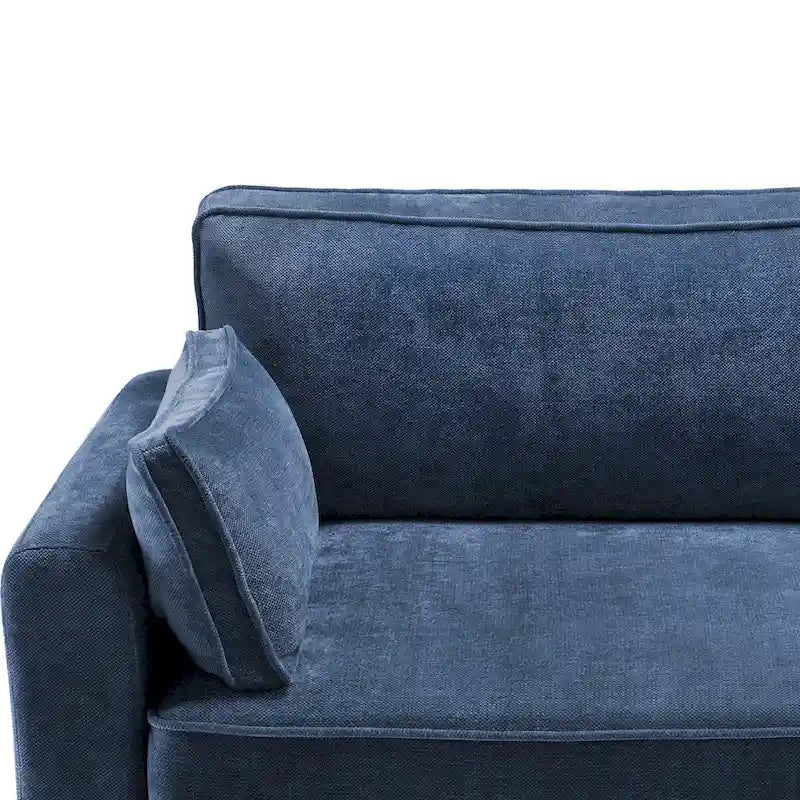 Modernes Cordsofa für drei Personen mit gerollten Armlehnen und abnehmbaren Kissen