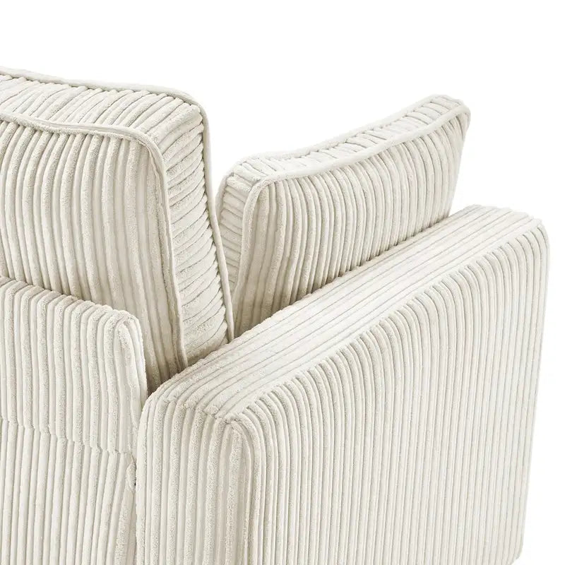 Modernes Cordsofa für drei Personen mit gerollten Armlehnen und abnehmbaren Kissen