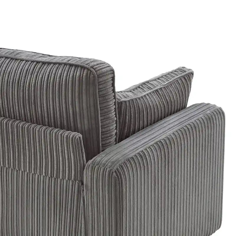 Modernes Cordsofa für drei Personen mit gerollten Armlehnen und abnehmbaren Kissen