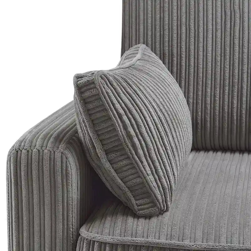 Modernes Cordsofa für drei Personen mit gerollten Armlehnen und abnehmbaren Kissen