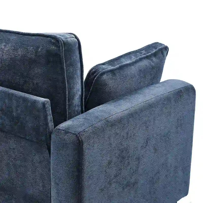 Modernes Cordsofa für drei Personen mit gerollten Armlehnen und abnehmbaren Kissen