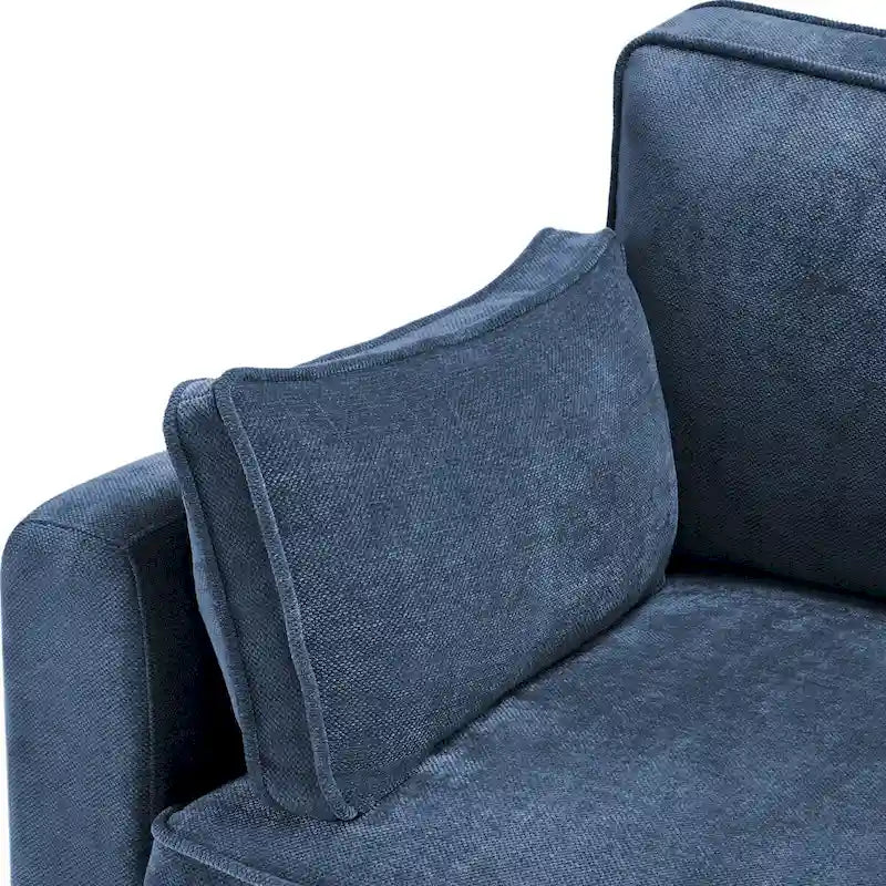 Modernes Cordsofa für drei Personen mit gerollten Armlehnen und abnehmbaren Kissen