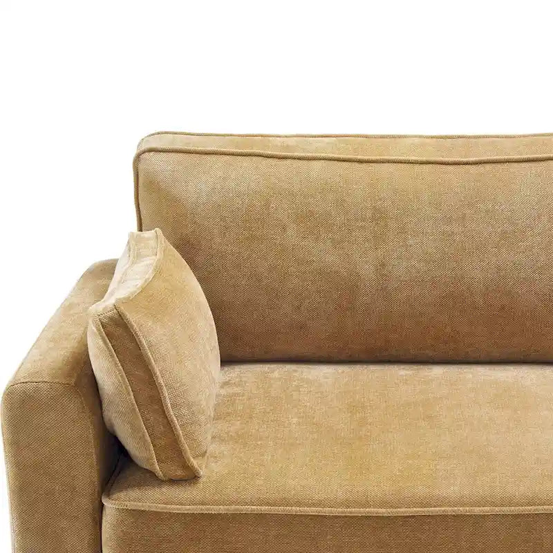Modernes Cordsofa für drei Personen mit gerollten Armlehnen und abnehmbaren Kissen