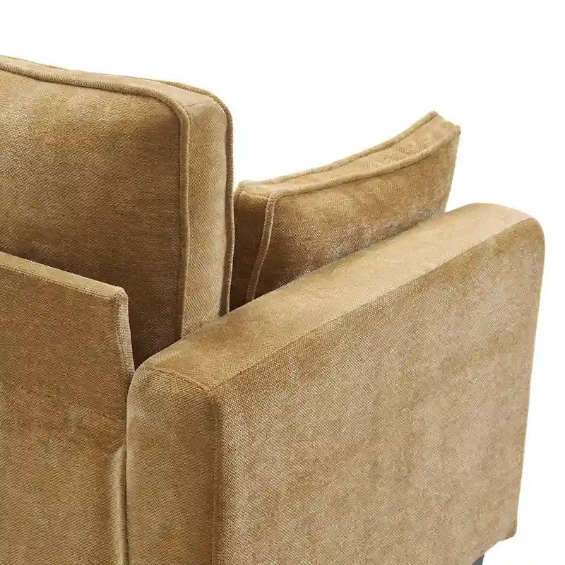 Modernes Cordsofa für drei Personen mit gerollten Armlehnen und abnehmbaren Kissen