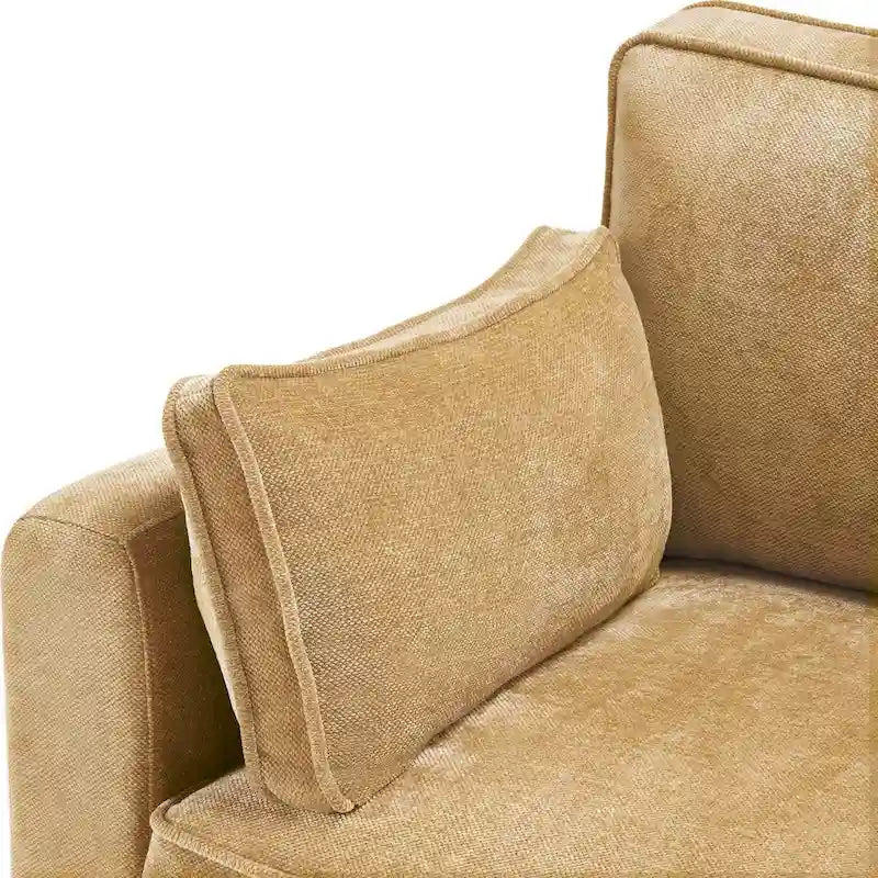 Modernes Cordsofa für drei Personen mit gerollten Armlehnen und abnehmbaren Kissen