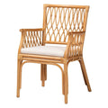 Bohemian Handwoven Rattan Arm Chair Light Honey Cushion Design
