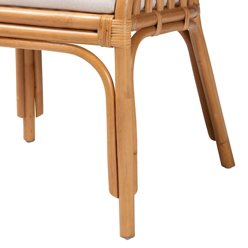 Bohemian Handwoven Rattan Arm Chair Light Honey Cushion Design
