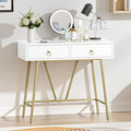 Modern Two-Drawer Writing Desk with Metal Legs for Home Office