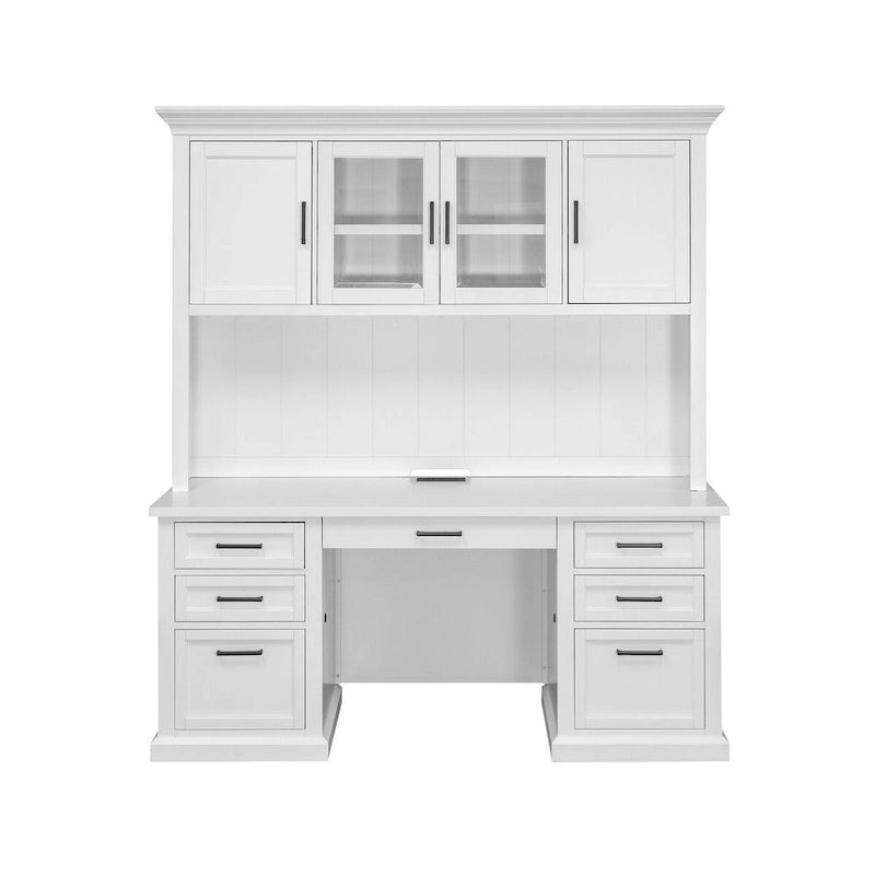 Moderne witte houten opbergkast met deuren en bureau