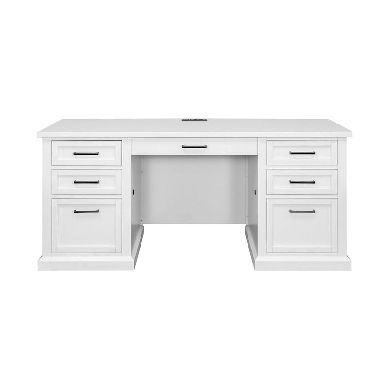 Moderne witte houten opbergkast met deuren en bureau