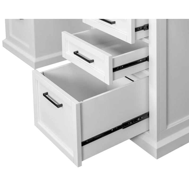 Moderne witte houten opbergkast met deuren en bureau