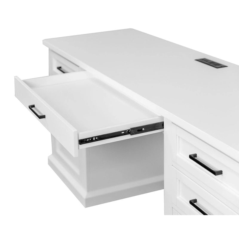 Moderne witte houten opbergkast met deuren en bureau