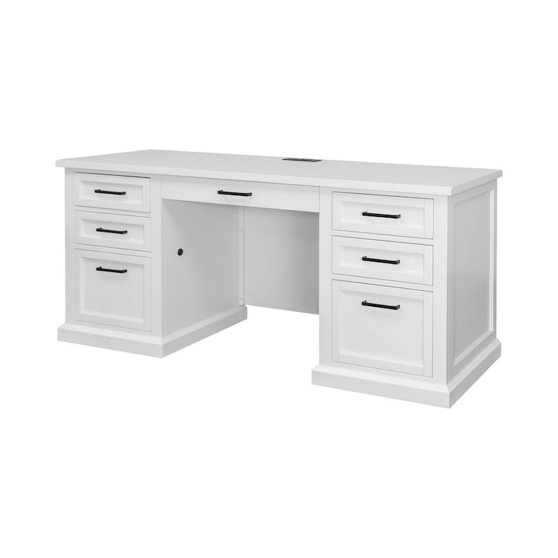Moderne witte houten opbergkast met deuren en bureau