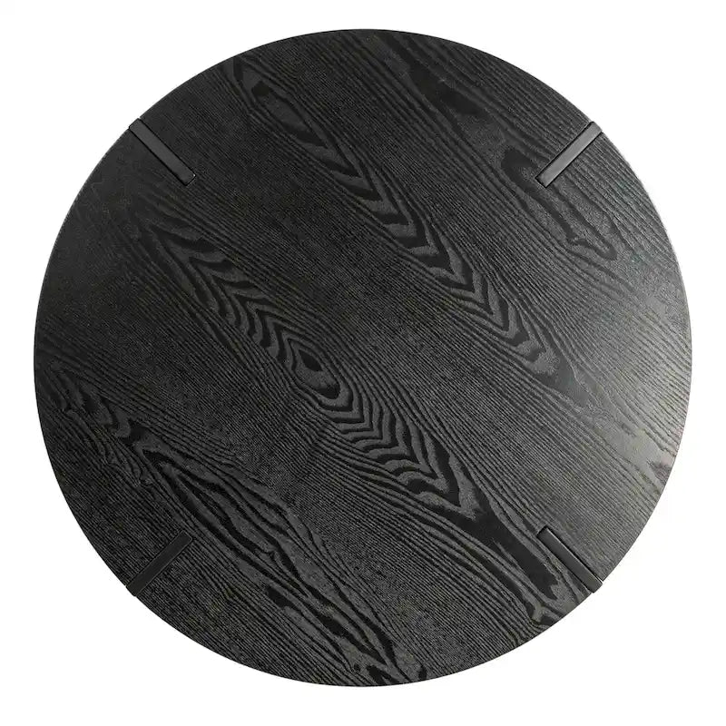Round Engineered Wood Accent Table with Black Metal Hairpin Legs